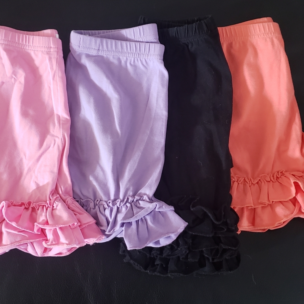 girls size 6 solid color ruffled shorties